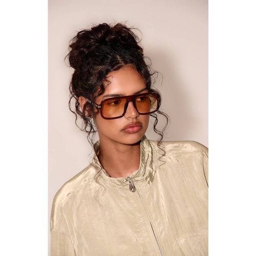 Lunettes De Soleil Carrées Surdimensionnées À Monture Jaune Et Verres Teintés - PrettyLittleThing - Modalova