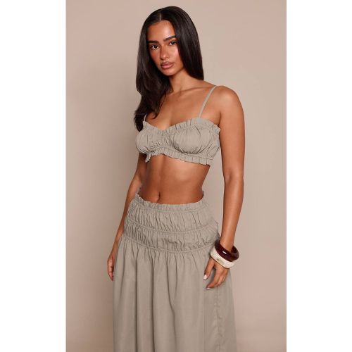 Khaki Ensemble Bralette À Bretelles Avec Volant Froncé Petite | Taille 42 - PrettyLittleThing - Modalova