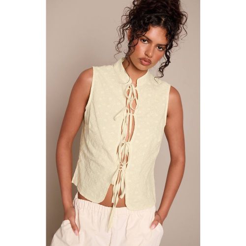 Top Sans Manches Broderie Anglaise À Nouer Devant | Taille 42 - PrettyLittleThing - Modalova