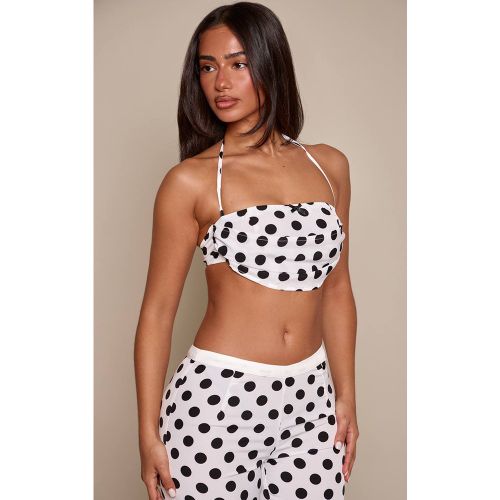 White Brassière Petite À Pois À Dos Noué Et Col Licou Ensemble Coordonné | Taille 36 - PrettyLittleThing - Modalova