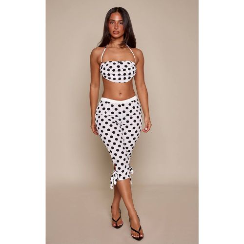 White Pantalon Capri Ajusté À Pois Petite Taille Co-ord | Taille 36 - PrettyLittleThing - Modalova