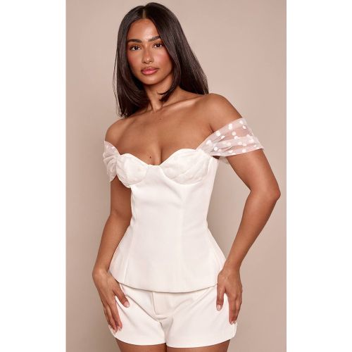 White Top Corset Bustier Petite À Pois En Mesh Contrasté Ensemble Coordonné | Taille 42 - PrettyLittleThing - Modalova