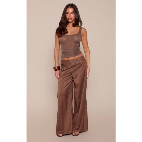 Mushroom Pantalon Tailleur Large Petite Taille Avec Œillets Et Ceinture À Nouer | Taille 30 - PrettyLittleThing - Modalova