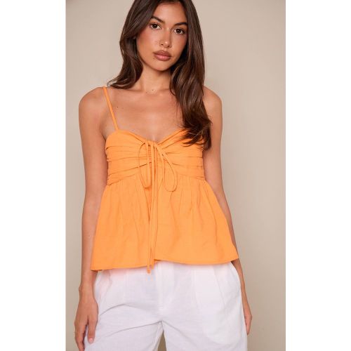 Rust Haut Caraco En Lin Froncé Au Bustier | Taille 32 - PrettyLittleThing - Modalova