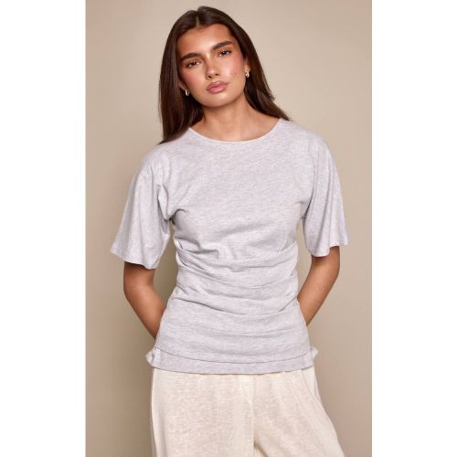 Grey Marl T-shirt À Manches Courtes En Coton Avec Panneau À La Taille | Taille 32 - PrettyLittleThing - Modalova