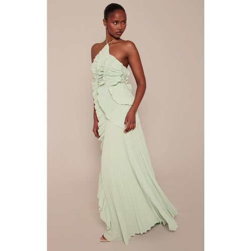 Green Robe Maxi Plissée À Volants Et Col Licou | Taille 42 - PrettyLittleThing - Modalova