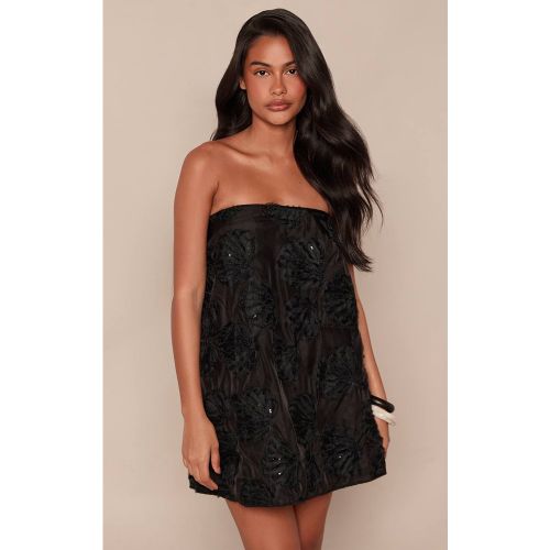 Black Robe Courte Droite Bandeau À Texture Coquillage | Taille 42 - PrettyLittleThing - Modalova