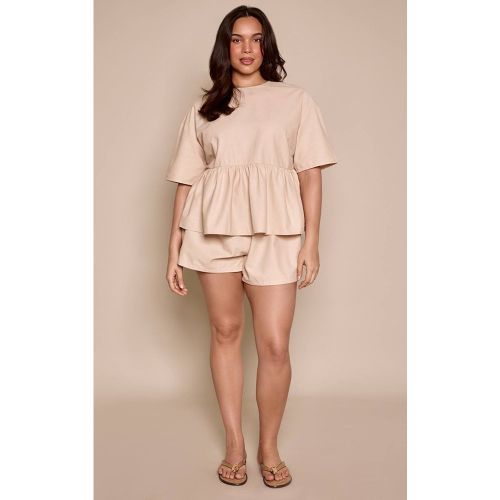 Oatmeal Short Tissé Texturé Grande Taille Ensemble Coordonné | Taille 44 - PrettyLittleThing - Modalova