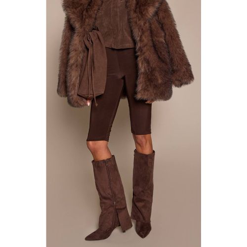 Bottes Hautes À Talon En Synthétique Avec Revers | Taille 33 - PrettyLittleThing - Modalova