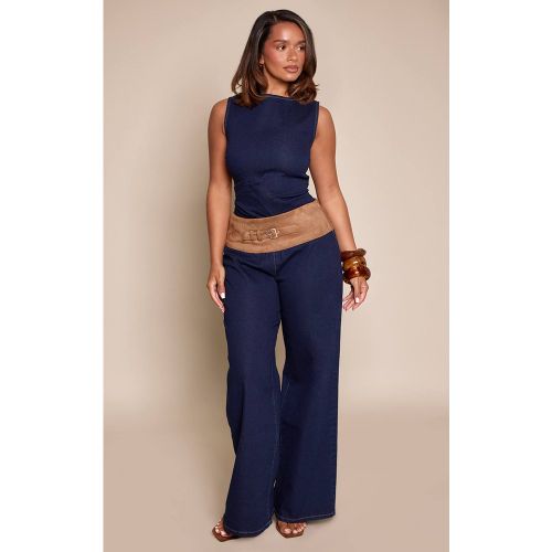 Indigo Pantalon Large Shape En Daim Et Denim Hybride | Taille 36 - PrettyLittleThing - Modalova