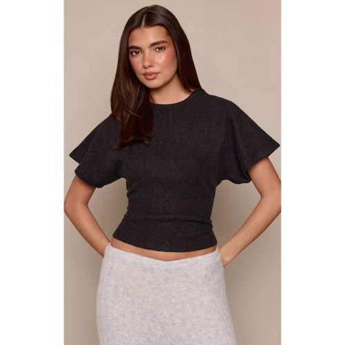 Charcoal T-shirt Côtelé Épais À Taille Cintrée | Taille 34 - PrettyLittleThing - Modalova