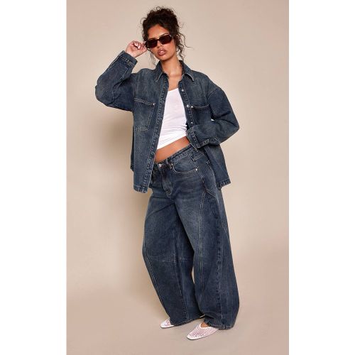 Dark Blue Jean Slouchy Vintage À Détails De Coutures | Taille 32 - PrettyLittleThing - Modalova