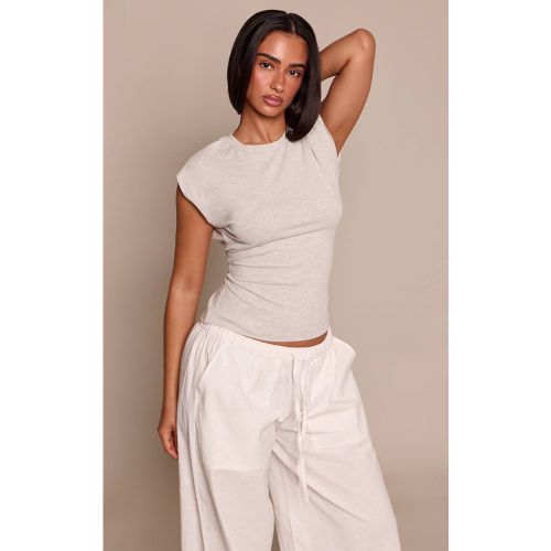 Grey Marl Petite Haut En Coton Doux À Manches Tombantes | Taille 42 - PrettyLittleThing - Modalova