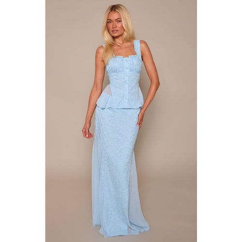 Baby Blue Jupe Maxi À Godets En Mousseline Broderie Bleue Ensemble Coordonné | Taille 32 - PrettyLittleThing - Modalova