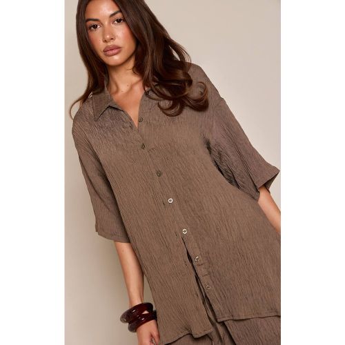 Dark Brown Ensemble Coordonné Chemise Texturée Tissée Oversize À Manches Courtes | Taille 32 - PrettyLittleThing - Modalova