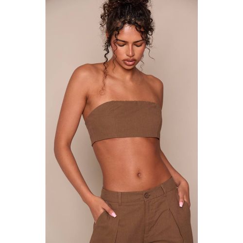 Dark Brown Ensemble Brassière Ajustée Effet Lin Coordonné | Taille 42 - PrettyLittleThing - Modalova
