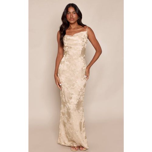 Robe Longue En Mousseline Florale Pierre À Dos Nu Avec Encolure Drapée | Taille 36 - PrettyLittleThing - Modalova