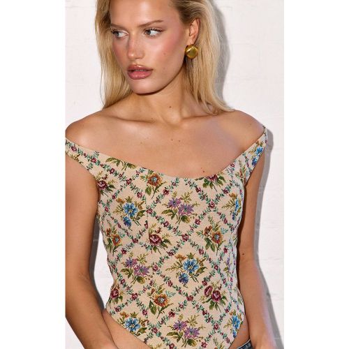 Multi Corset Bardot Brodé De Fleurs | Taille 42 - PrettyLittleThing - Modalova