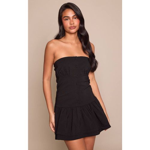 Black Robe Droite Bandeau En Tissu Extensible Avec Détail Boutons | Taille 42 - PrettyLittleThing - Modalova