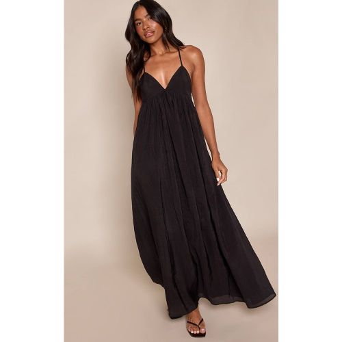 Black Robe Maxi Fluide En Tissu Tissé Avec Dos Ouvert Et Détails Ornementaux | Taille 42 - PrettyLittleThing - Modalova