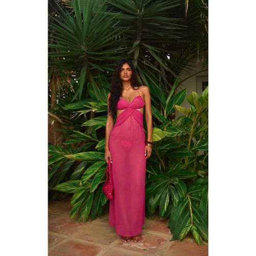 Fuchsia Robe Longue En Mousseline À Bretelles Avec Découpes | Taille 42 - PrettyLittleThing - Modalova