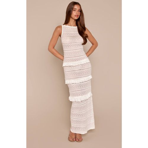 White Robe Longue Sans Manches À Volants | Taille 42 - PrettyLittleThing - Modalova