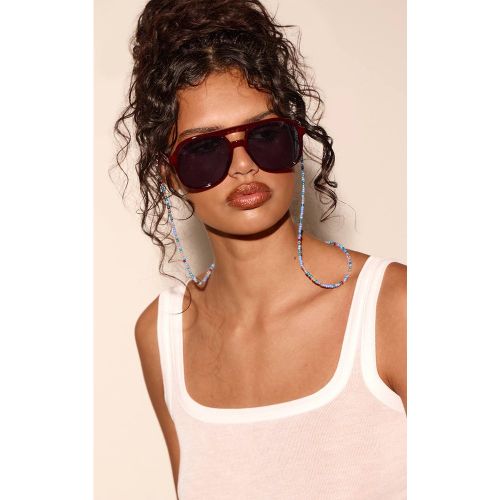 Gold Chaîne À Lunettes De Soleil Perlée Bleue Jeepers Peepers - PrettyLittleThing - Modalova