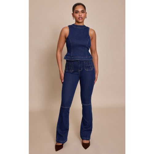 Indigo Jean Évasé Ajusté En Denim Petite | Taille 32 - PrettyLittleThing - Modalova