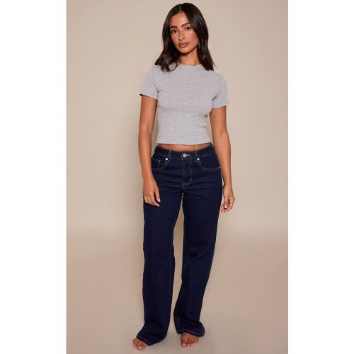 Indigo Jean Droit Taille Haute En Denim Stretch | Taille 32 - PrettyLittleThing - Modalova