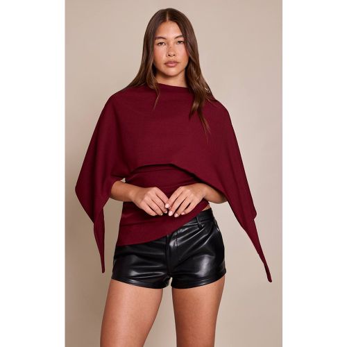 Plum Top Long Froncé En Tissu Tissé Avec Détail Cape | Taille 42 - PrettyLittleThing - Modalova