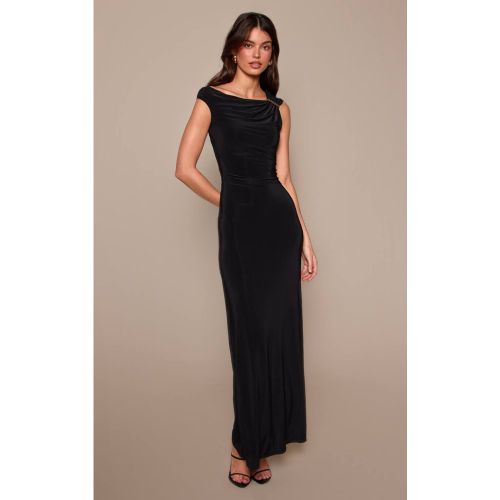 Black Robe Maxi Moulante Chocolat À Une Épaule Avec Détails De Bordure Dorée | Taille 44 - PrettyLittleThing - Modalova