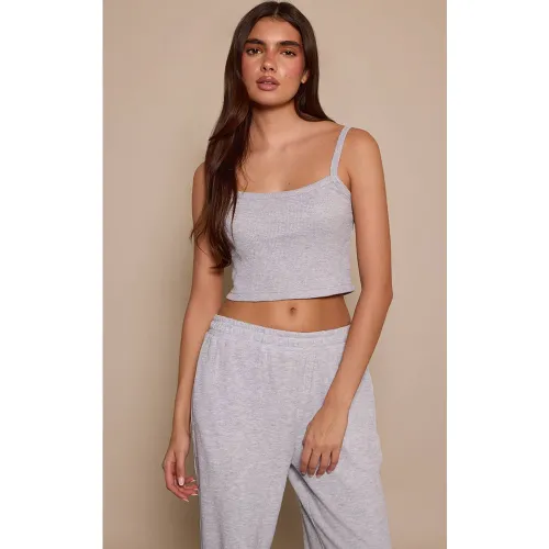 Ash Grey Brassière De Pyjama En Jersey Gaufré | Taille Large - PrettyLittleThing - Modalova