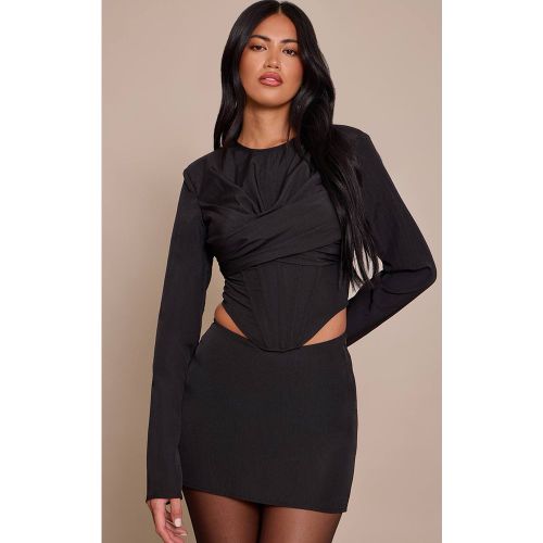 Black Top Corset Ajusté À Détail Drapé Sur Le Buste | Taille 32 - PrettyLittleThing - Modalova