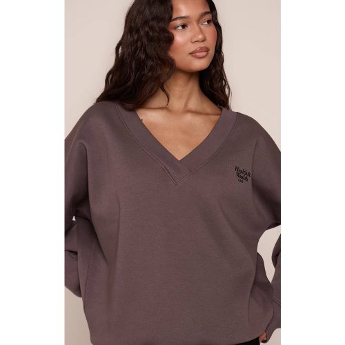 Sweat-shirt Col V Health Club | Taille XS - PrettyLittleThing - Modalova