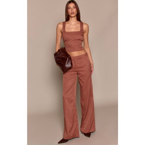 Brown Pantalon Tissé À Taille Ajustée | Taille 42 - PrettyLittleThing - Modalova