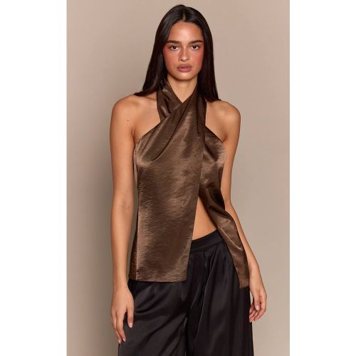 Khaki Top Cache-cœur Dos Nu En Satin | Taille 44 - PrettyLittleThing - Modalova