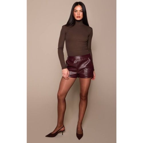 Wine Short Taille Haute Texturé En Synthétiquecuir | Taille 42 - PrettyLittleThing - Modalova