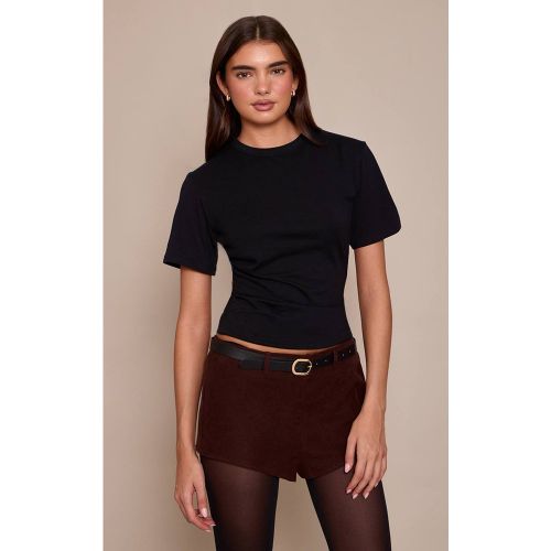Short Taille Haute Côtelé Tissé Brossé Avec Ceinture | Taille 42 - PrettyLittleThing - Modalova