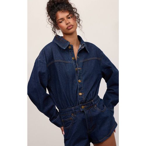 Indigo Combinaison-pantalon En Denim À Manches Longues | Taille 42 - PrettyLittleThing - Modalova