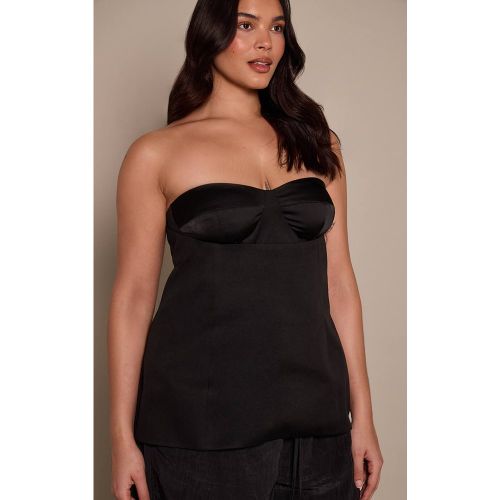 Black Corset Long Structuré En Tissu Tissé Plus | Taille 46 - PrettyLittleThing - Modalova