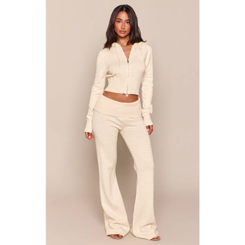 Pantalon Tricoté À Rayures Avec Taille Repliée | Taille XS - PrettyLittleThing - Modalova