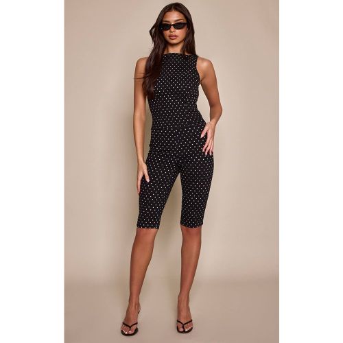 Black Pantacourt En Denim À Pois | Taille 42 - PrettyLittleThing - Modalova