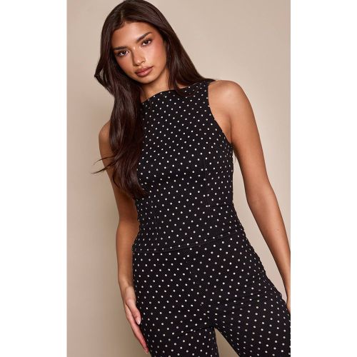 Black Haut Sans Manches En Denim À Pois | Taille 32 - PrettyLittleThing - Modalova
