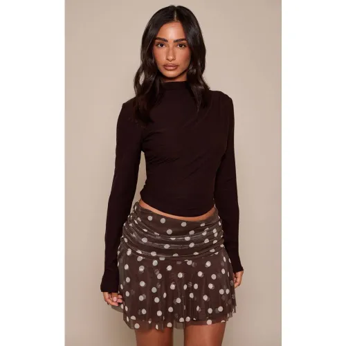 Jupe En Mesh À Pois Et Volants Petite | Taille XS - PrettyLittleThing - Modalova