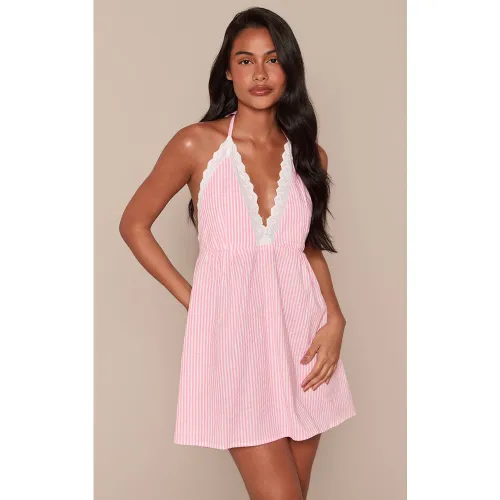 Baby Pink Robe Droite À Détail De Bordure Rayée | Taille 44 - PrettyLittleThing - Modalova