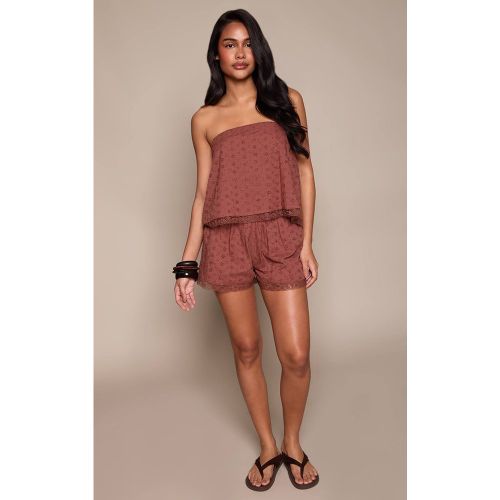 Brown Short Fluide En Broderie Anglaise Ensemble Coordonné | Taille 32 - PrettyLittleThing - Modalova