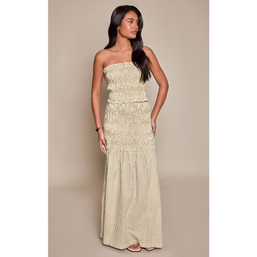 Sage Ensemble Jupe Longue Maxi À Fronces Et Rayures Contrastées | Taille 42 - PrettyLittleThing - Modalova