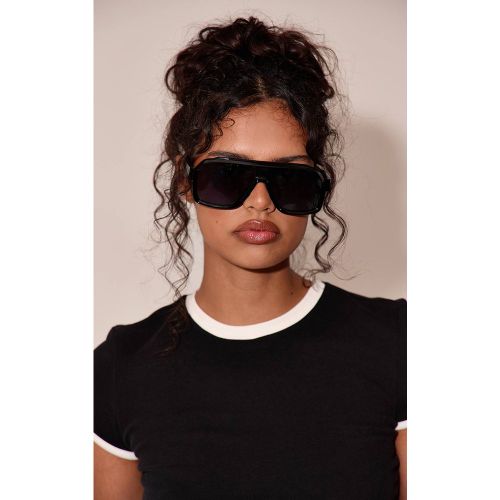 Black Lunettes De Soleil Visière Surdimensionnées - PrettyLittleThing - Modalova