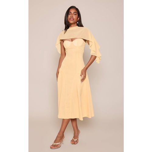Lemon Robe Midi Patineuse Bandeau Avec Détail Cape En Mousseline | Taille 42 - PrettyLittleThing - Modalova