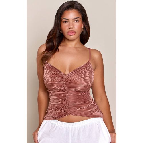 Haut Caraco Shape En Satin Plissé Avec Fronces Devant | Taille 36 - PrettyLittleThing - Modalova